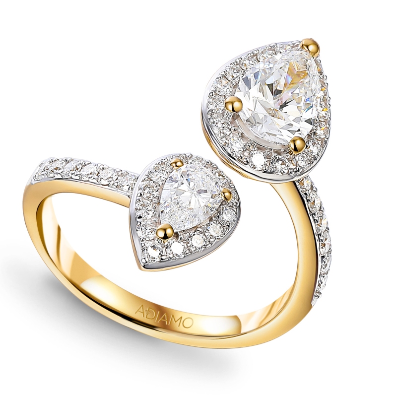 Pierścionek z diamentami laboratoryjnymi (R95318 Y LGD) - zdjęcie: 1