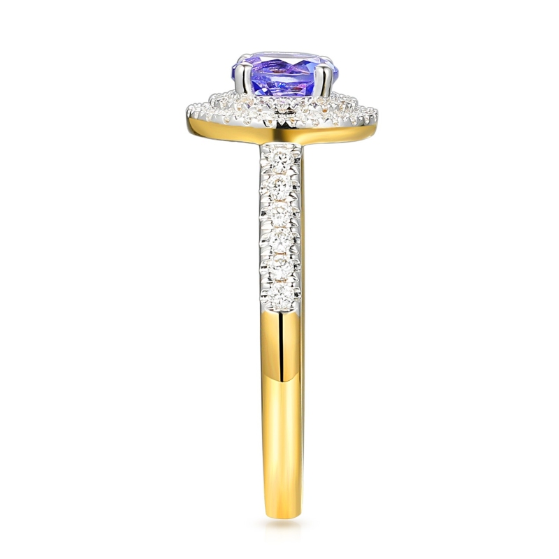 Pierścionek z żółtego złota z tanzanitem i diamentami (R79583 Y T): 14 - zdjęcie: 3