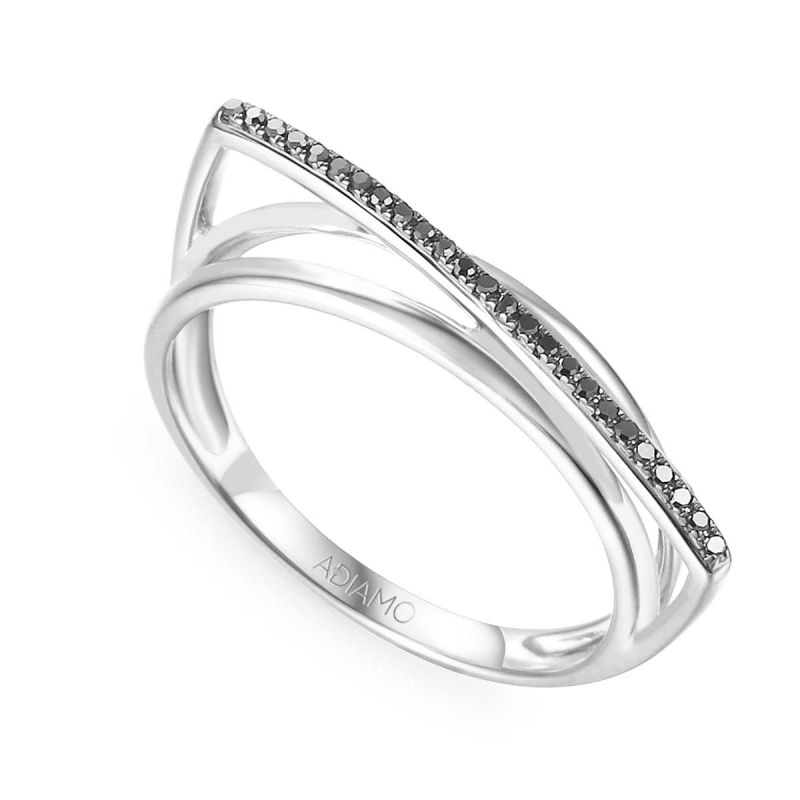 Pierścionek z czarnymi diamentami R67883 W BD: 7 - zdjęcie: 1