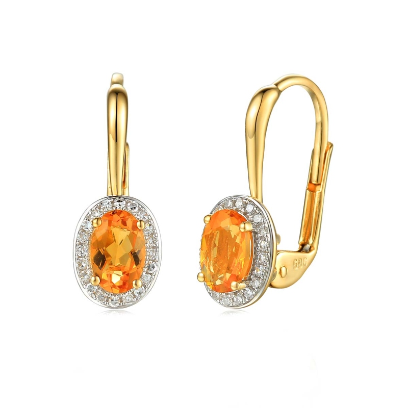 Kolczyki z cytrynami i diamentami (E62898 Y P M CT) - zdjęcie: 1
