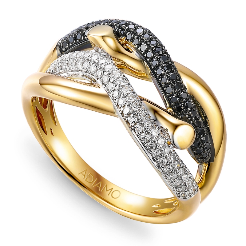 Pierścionek z czarnymi diamentami (R95432 Y BD): 10 - zdjęcie: 1