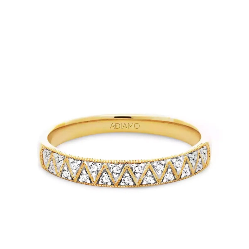 Obrączka ślubna, dwukolorowe złoto, diamenty, 3,1 mm: 7 - zdjęcie: 1