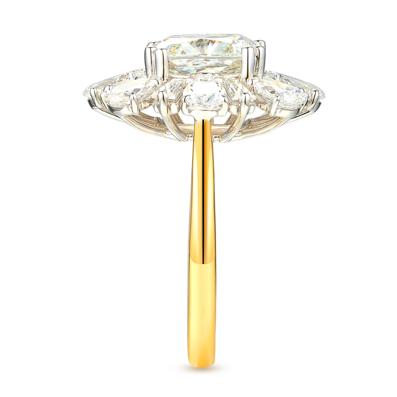 Pierścionek z dwukolorowego złota z diamentami laboratoryjnymi (R104071 YW LGD 4,19ct): 16 - zdjęcie: 4