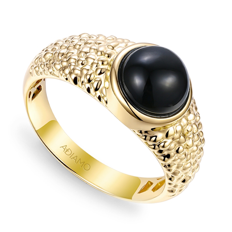 Sygnet złoty z czarnym agatem (R97687 Y BAG): 24 - zdjęcie: 1