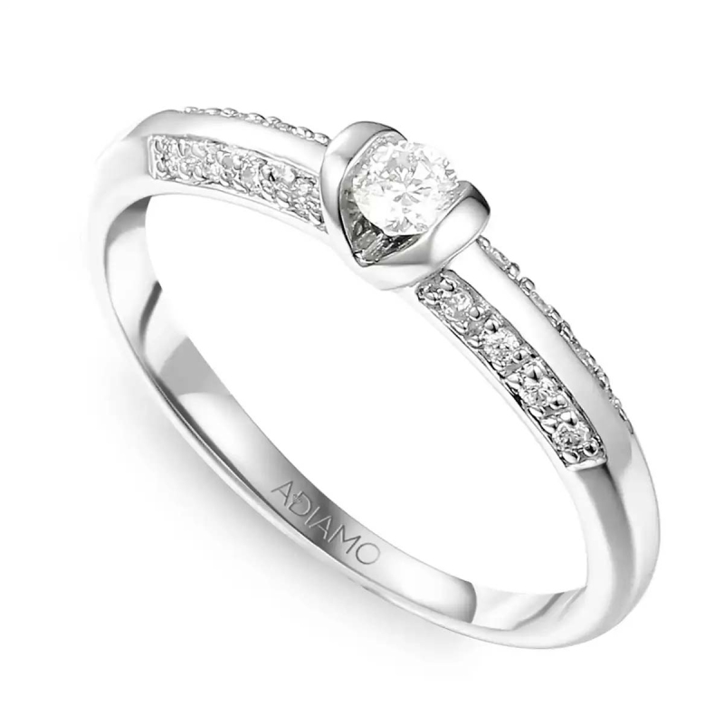 Pierścionek z diamentami, białe złoto R39809 W: 7 - zdjęcie: 1