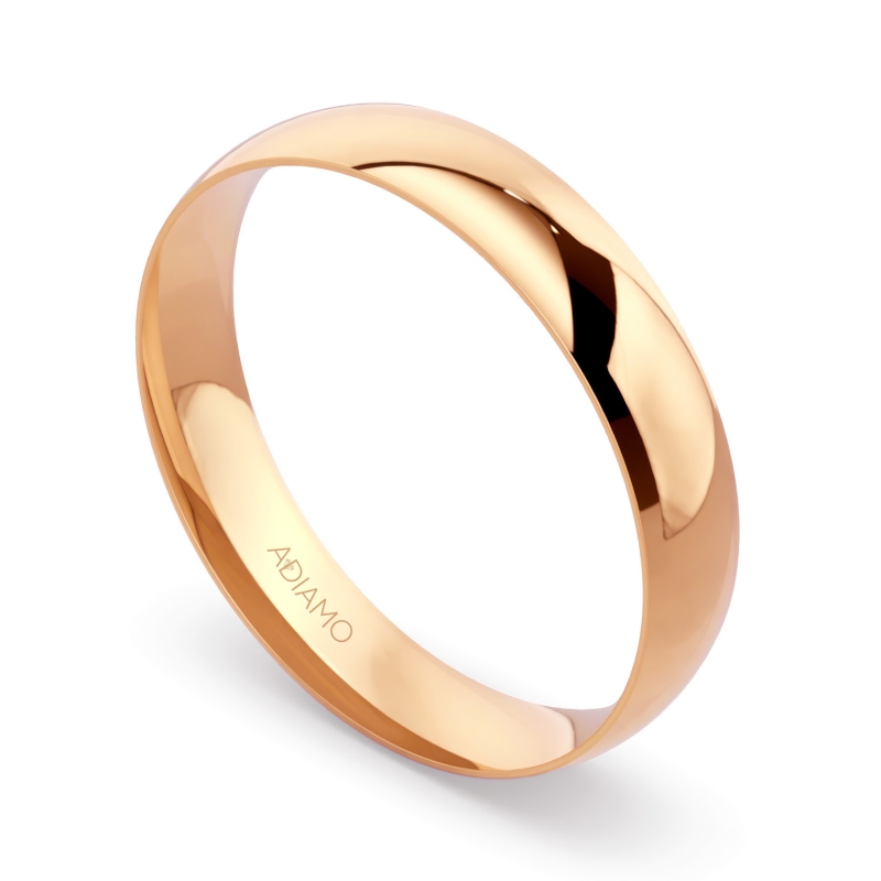 Obrączka ślubna, różowe złoto, półokrągła, męska, 4,5 mm (O-AD01 4,5M R M): 17 - zdjęcie: 1