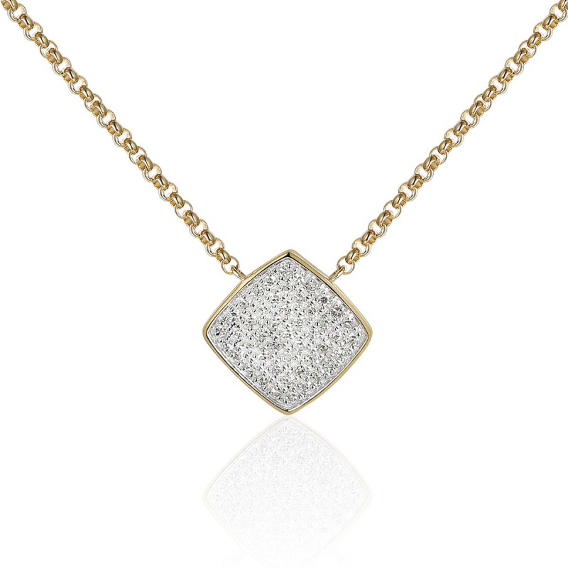 Naszyjnik z żółtego złota z diamentami - 0,10 ct (N10162 Y G) - zdjęcie: 1