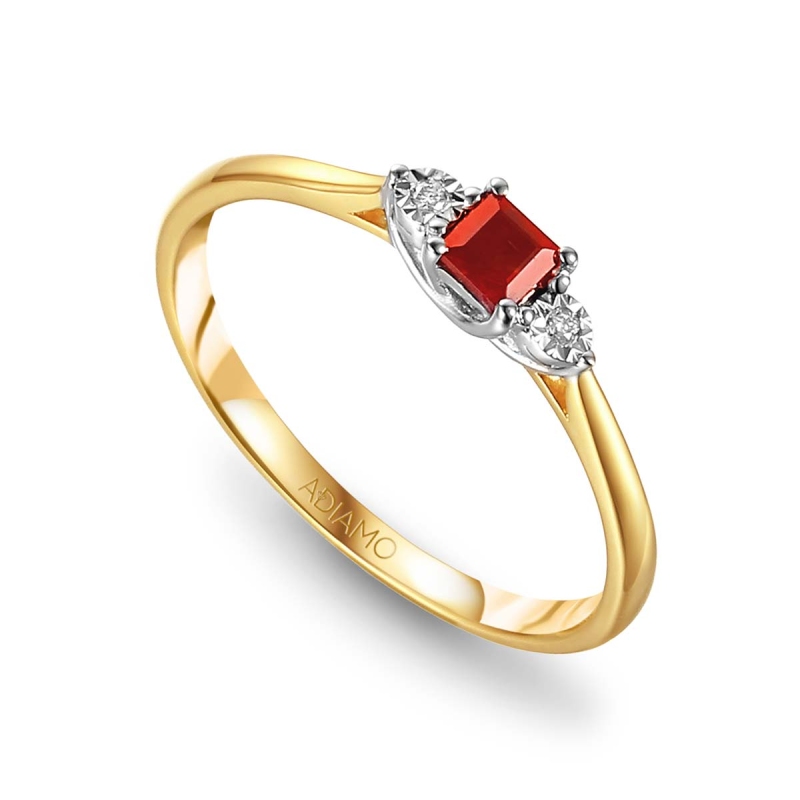 Pierścionek z rubinem i diamentami (R70387 YW RU): 9 - zdjęcie: 1