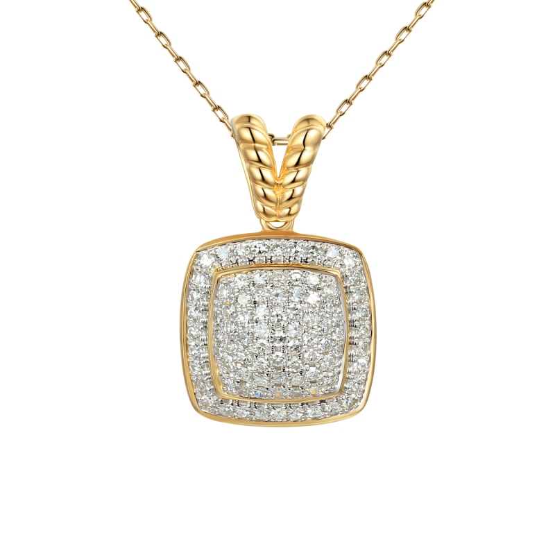 Zawieszka z żółtego złota z diamentami - kwadratowa - 0,34 ct (P81549 Y) - zdjęcie: 1