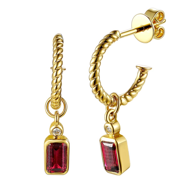 Kolczyki z rodolitami i diamentami (E85575 Y S RH) - zdjęcie: 1