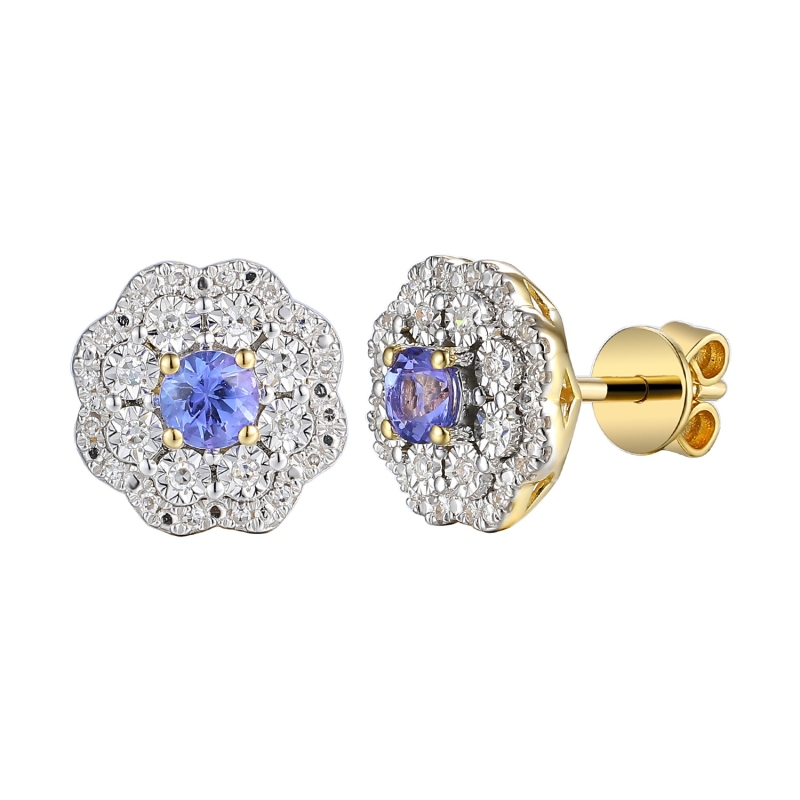 Kolczyki z tanzanitami i diamentami (E94939 Y S T) - zdjęcie: 1