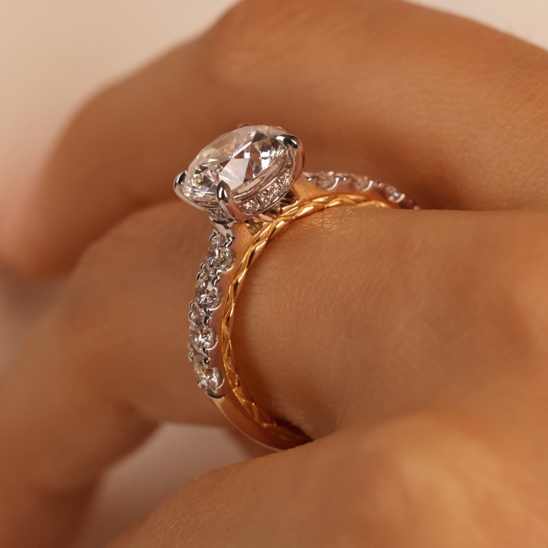 Pierścionek z diamentami laboratoryjnymi (R94452 3,04ct YW LGD): 10 - zdjęcie: 5