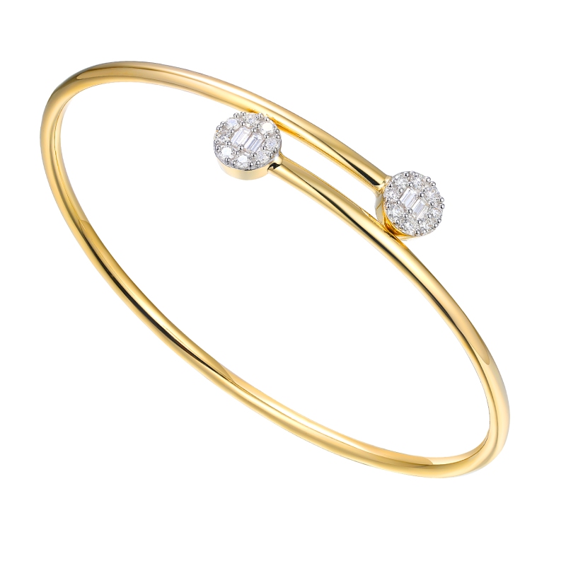 Bransoletka bangle otwarta z diamentami (B09482 Y) - zdjęcie: 1