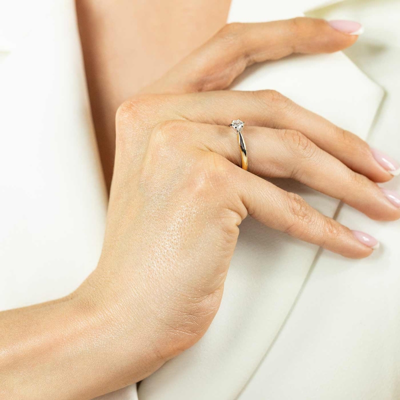 Pierścionek z diamentem dwukolorowe złoto pr.585 R34130 0,25ct: 11 - zdjęcie: 2