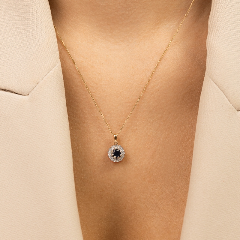 Zawieszka z szafirem i diamentami (P82050 Y SA) - zdjęcie: 2