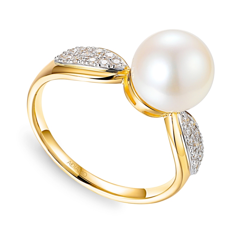 Pierścionek z perłą i diamentami (R98884 Y PL): 15 - zdjęcie: 1