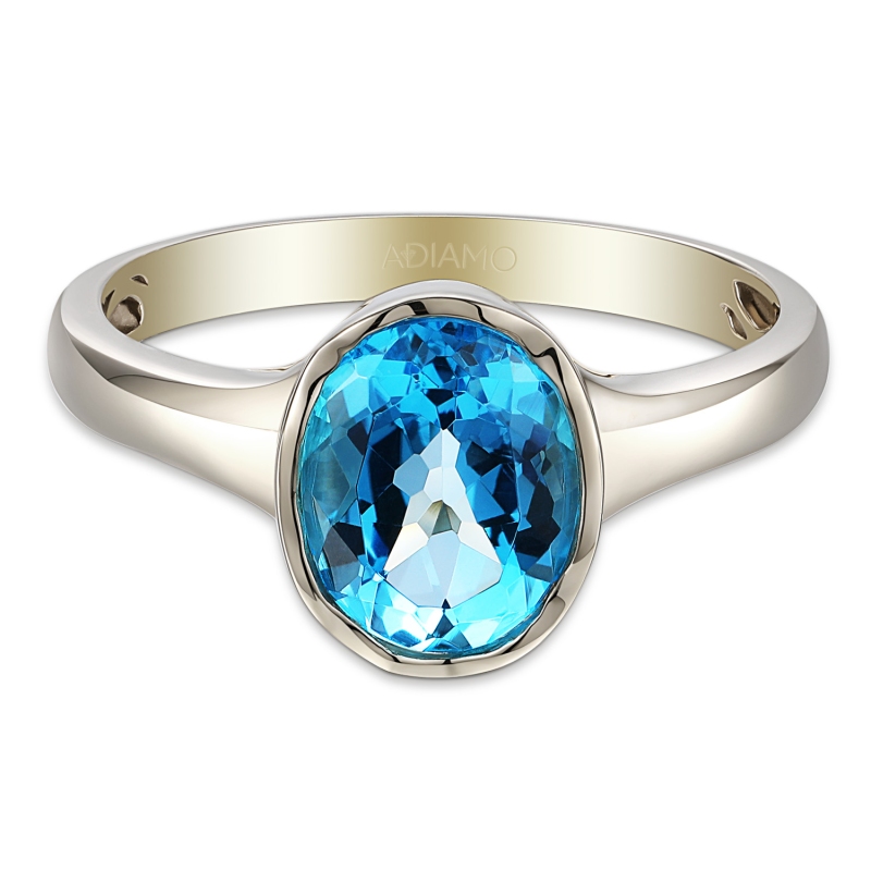 Sygnet złoty z niebieskim topazem (R97689 W BT): 24 - zdjęcie: 3