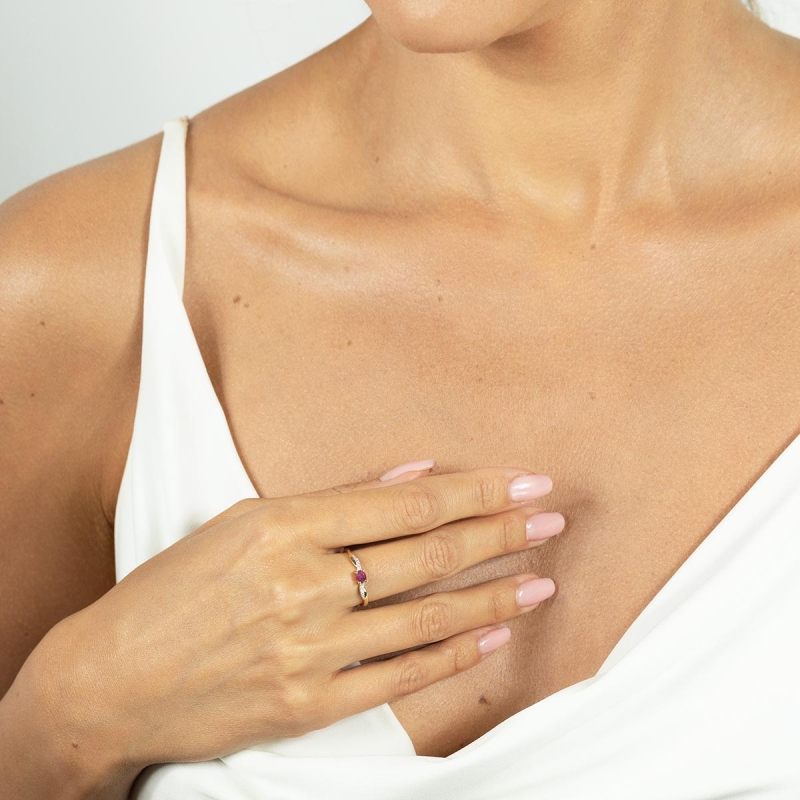 Pierścionek z rubinem i diamentami (R82444 Y RU): 8 - zdjęcie: 2