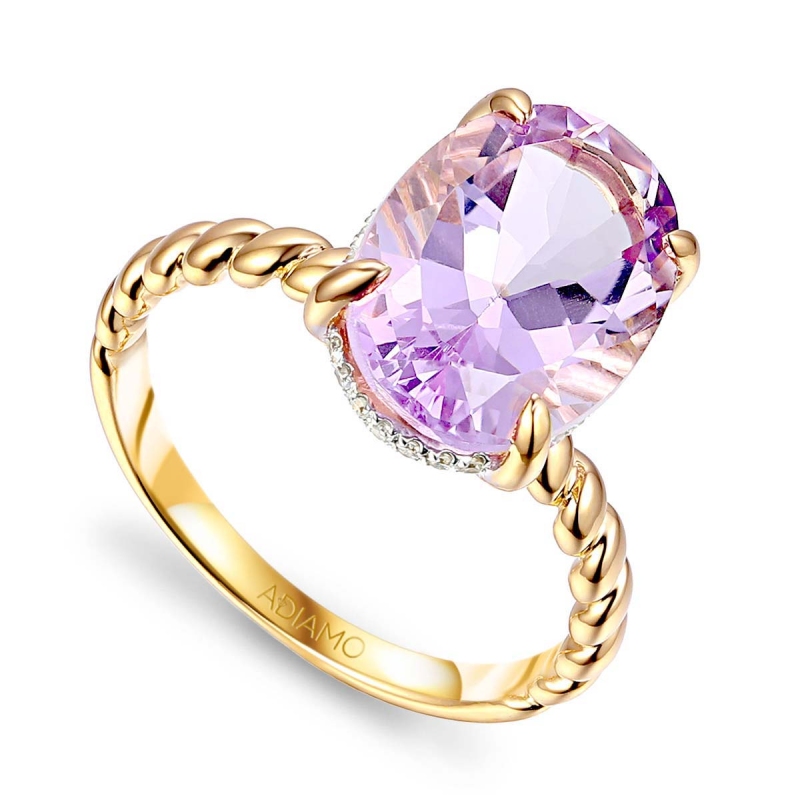 Pierścionek z różowym ametystem i diamentami (R85125 Y PAM): 8 - zdjęcie: 1