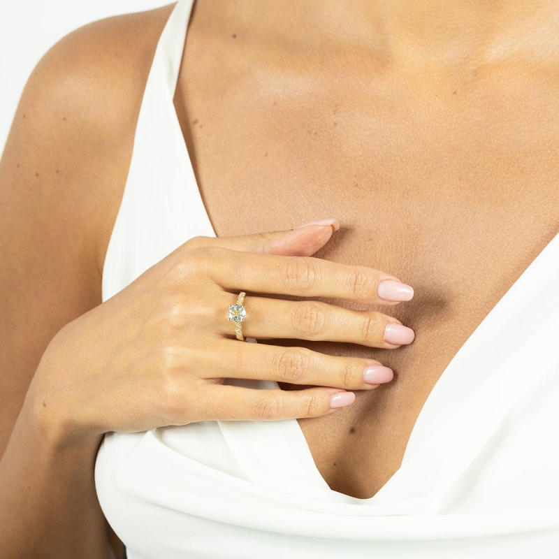 Pierścionek z białym topazem i diamentami (R75835 Y WT): 7 - zdjęcie: 2