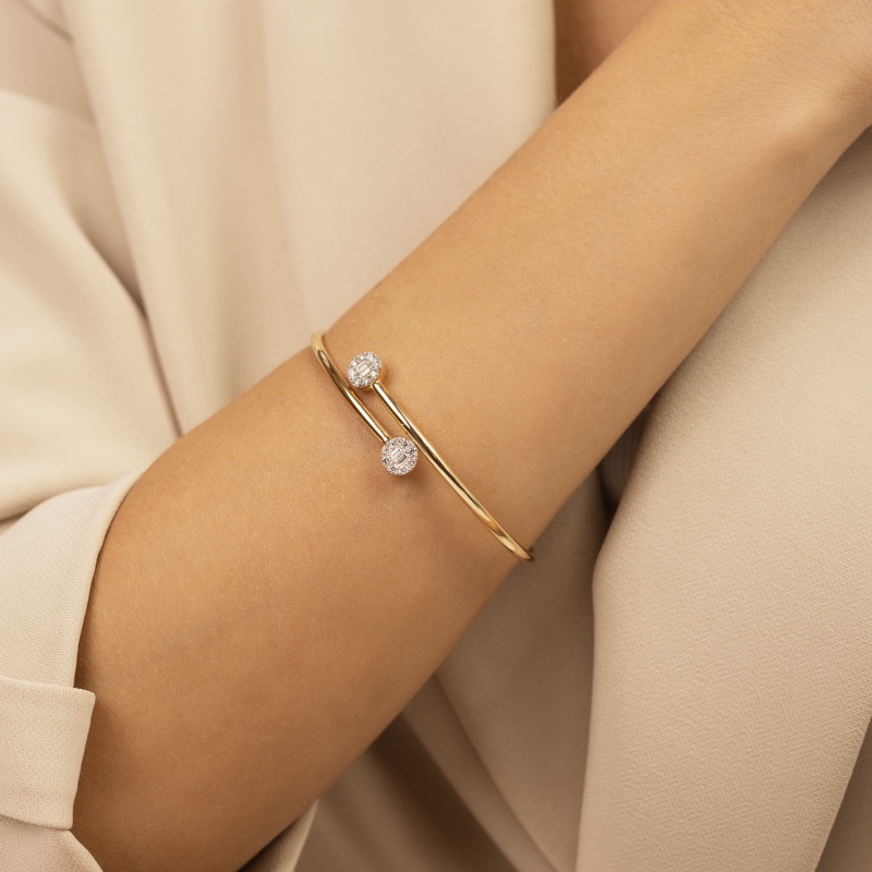 Bransoletka bangle otwarta z diamentami (B09482 Y) - zdjęcie: 2