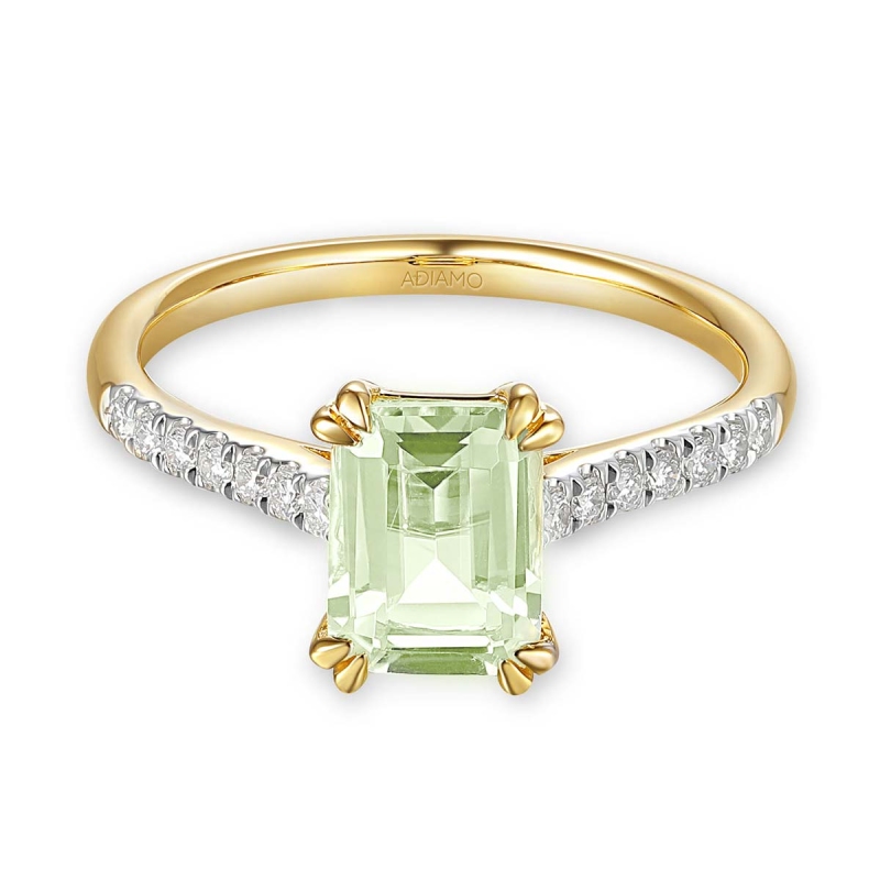 Pierścionek z zielonym ametystem i diamentami (R82483 Y GAM): 7 - zdjęcie: 2