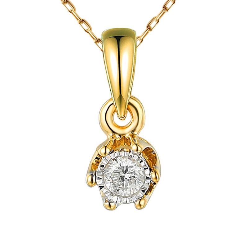 Zawieszka z żółtego złota z diamentem w szlifie brylantowym 0,05 ct (P88312 Y 0,05ct) - zdjęcie: 1
