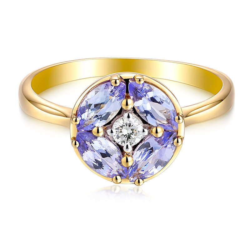 Pierścionek z tanzanitami i diamentami (R98886 Y T): 14 - zdjęcie: 3