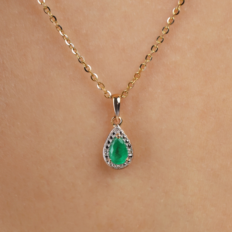 Zawieszka ze szmaragdem i diamentami (P69348 Y EM) - zdjęcie: 3