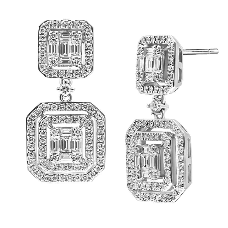 Kolczyki z białego złota próby 750 z diamentami - 1,62 ct (E86696 W S Au750) - zdjęcie: 1