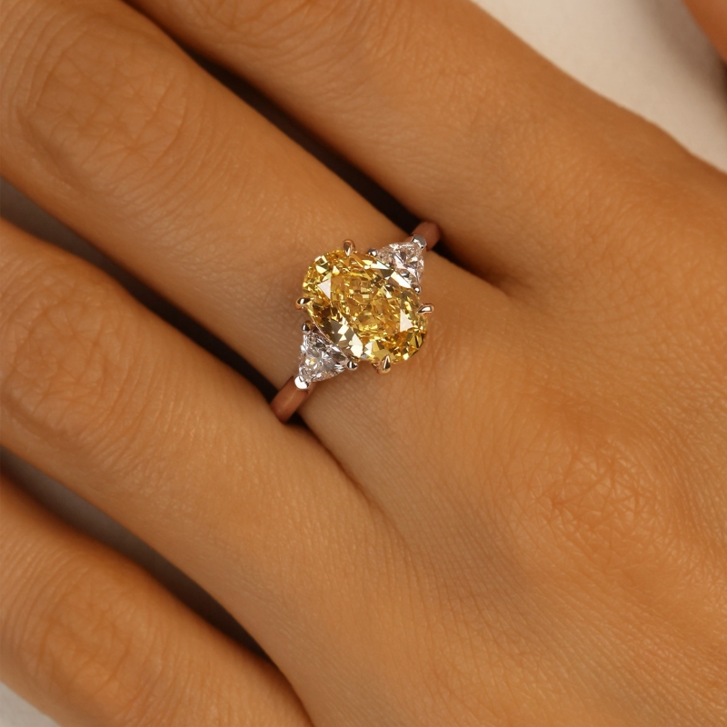 Pierścionek z żółtym diamentem laboratoryjnym (R100736 YW LGDY): 10 - zdjęcie: 5