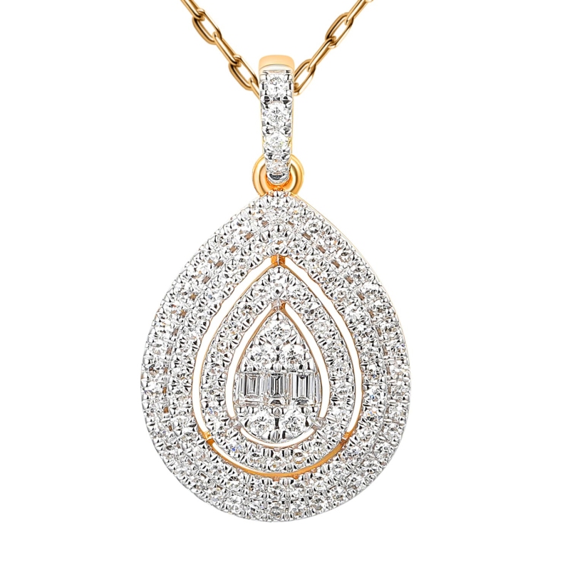 Zawieszka z żółtego złota z diamentami - kropla - 0,53 ct (P100470 Y) - zdjęcie: 1