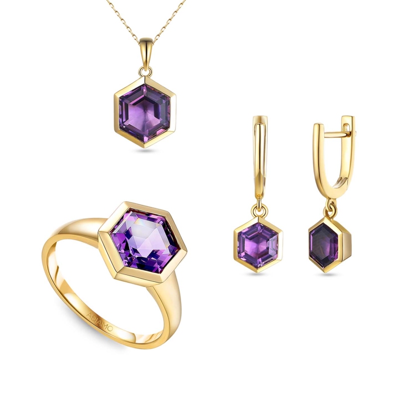Komplet biżuterii z ametystami (Zestaw 84151) - zdjęcie: 1