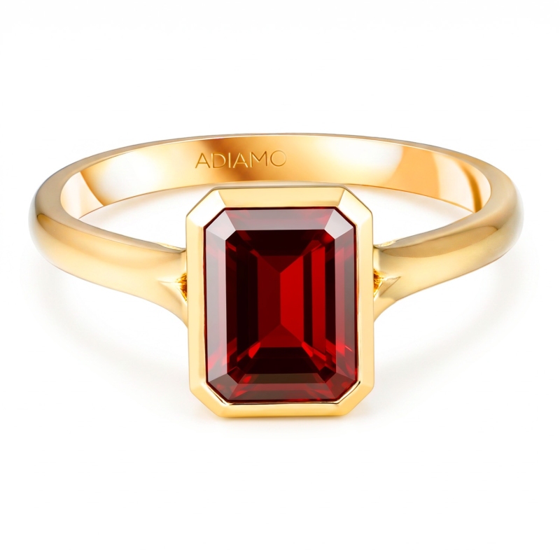 Pierścionek z żółtego złota z granatem w szlifie szmaragdowym - 1,54 ct (R93955 Y GT): 14 - zdjęcie: 3