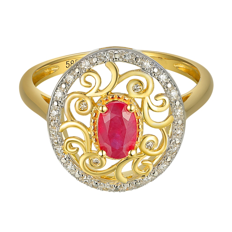 Pierścionek z rubinem i diamentami (R86861 Y RU): 7 - zdjęcie: 2