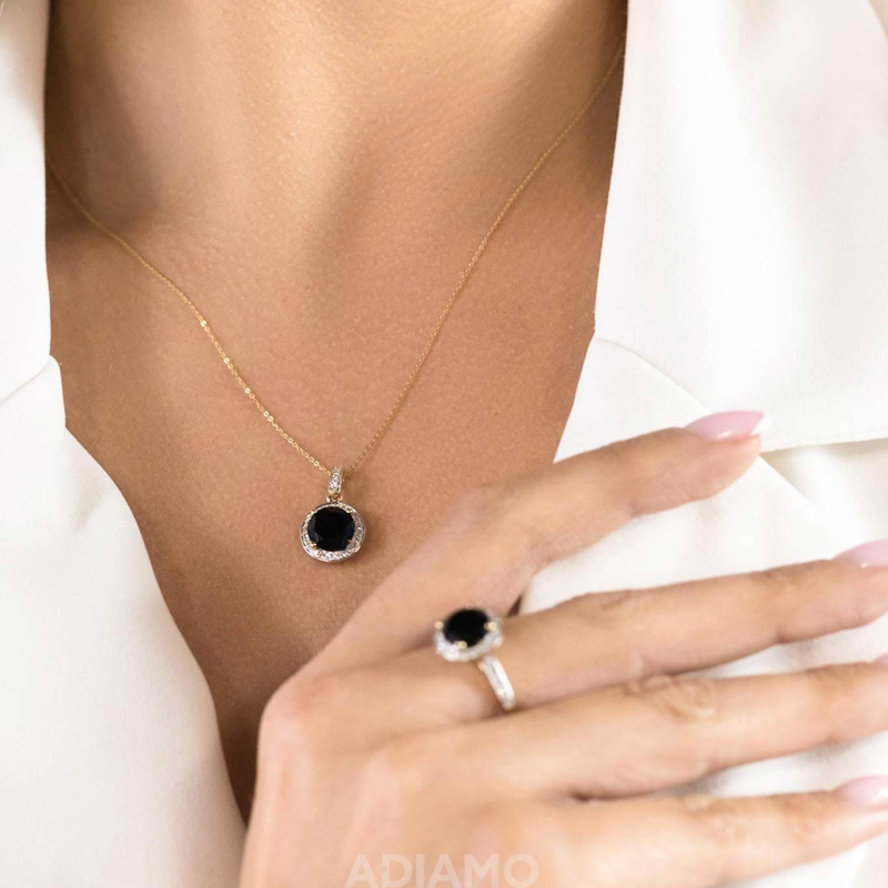 Zawieszka z czarnym agatem i diamentami (P75601 Y BAG) - zdjęcie: 2