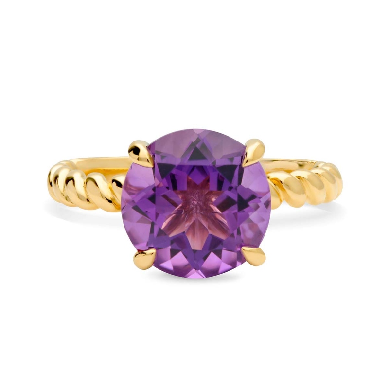 Pierścionek z ametystem i diamentami (R85127 Y AM): 8 - zdjęcie: 3