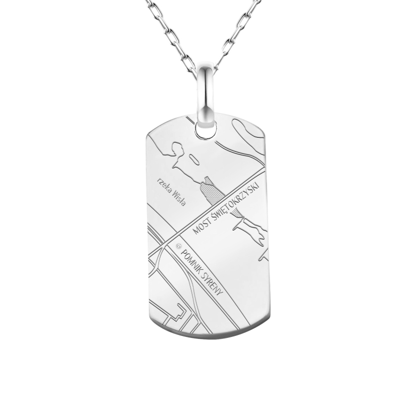 Zawieszka z białego złota z diamentem i mapą Twoich wspomnień (P94237 W M) - zdjęcie: 1