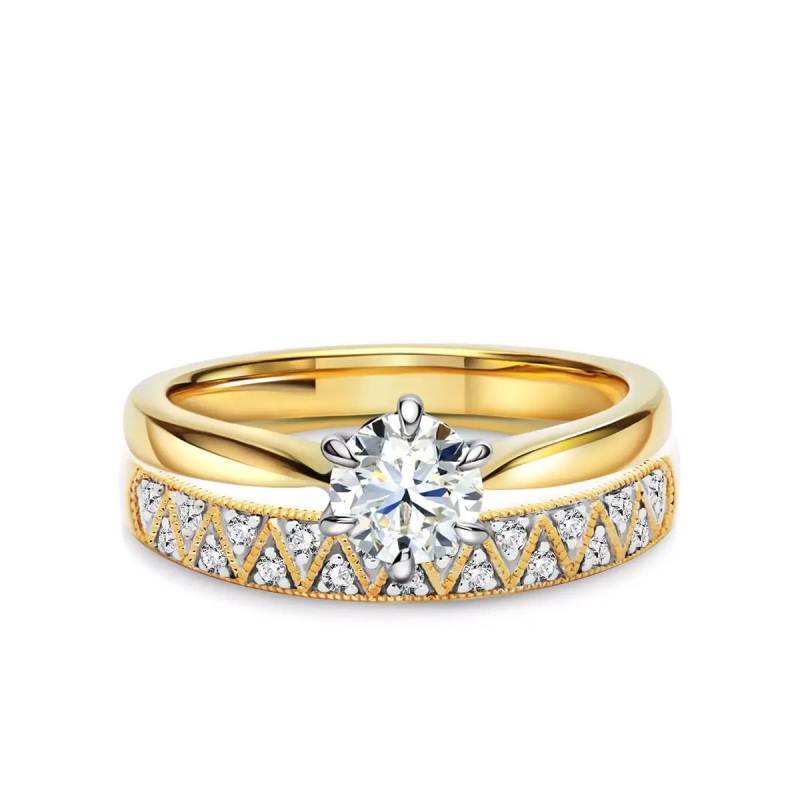 Obrączka ślubna, dwukolorowe złoto, diamenty, 3,1 mm: 7 - zdjęcie: 3