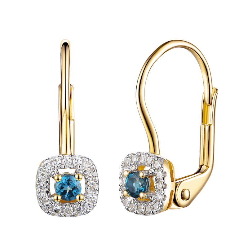 Kolczyki z niebieskimi topazami i diamentami (E98238 Y P BT) - zdjęcie: 1