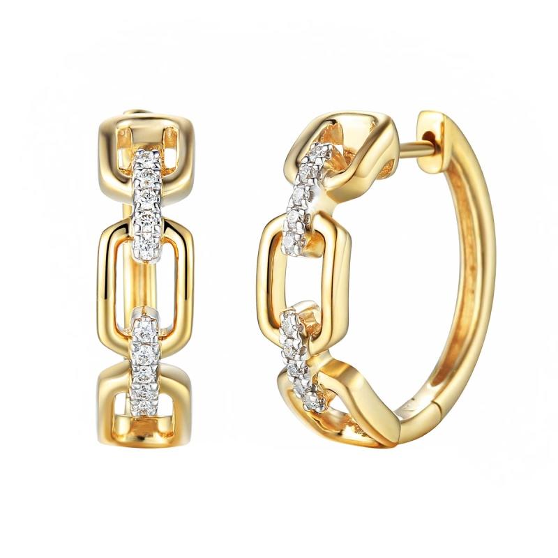 Kolczyki łańcuszkowe z diamentami (E79465 Y A) - zdjęcie: 1