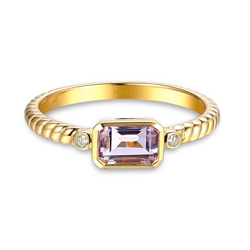 Pierścionek z różowym ametystem i diamentami (R85575 Y PAM): 15 - zdjęcie: 3