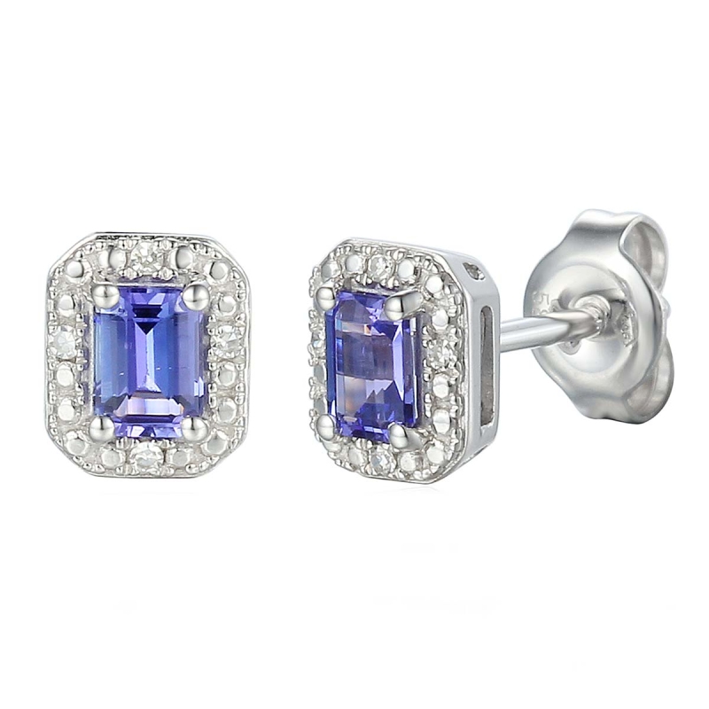 Kolczyki z tanzanitami i diamentami (E69346 W S T) - zdjęcie: 1