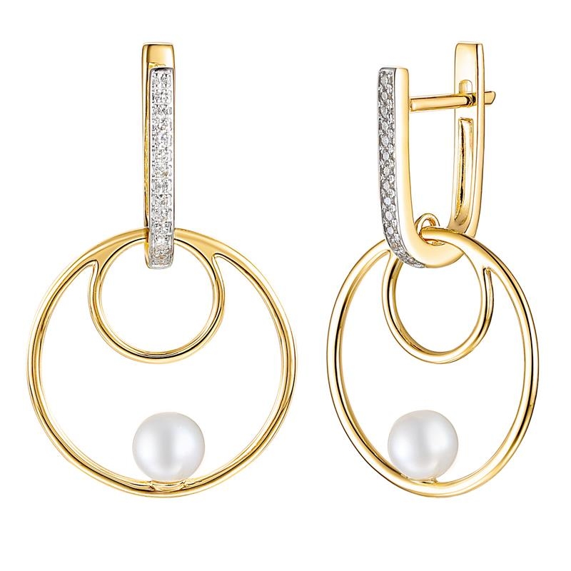 Kolczyki z perłami i diamentami (E100443 Y S PL) - zdjęcie: 1