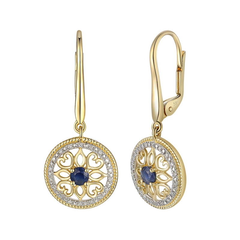 Kolczyki z szafirami i diamentami (E86858 Y P SA) - zdjęcie: 1