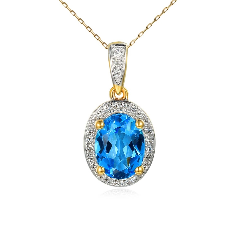Zawieszka z niebieskim topazem i diamentami (P78031 Y BT) - zdjęcie: 1