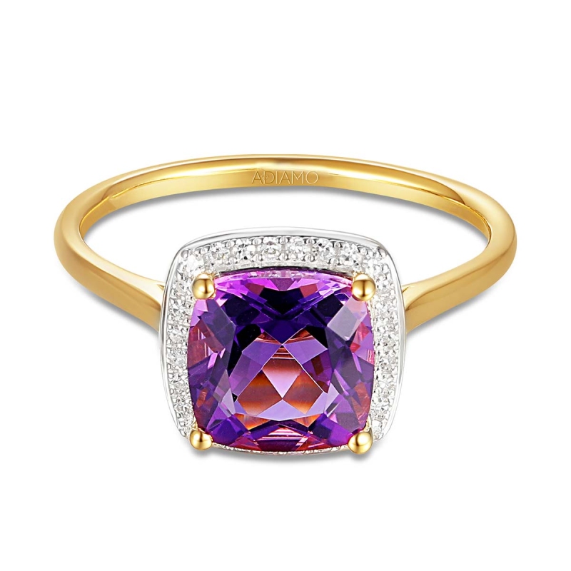 Pierścionek z ametystem i diamentami (R62906 Y D AM): 7 - zdjęcie: 3