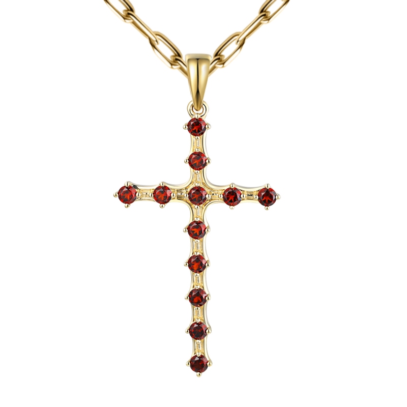 Zawieszka złota krzyż z granatami (P97685 Y GT) - zdjęcie: 1