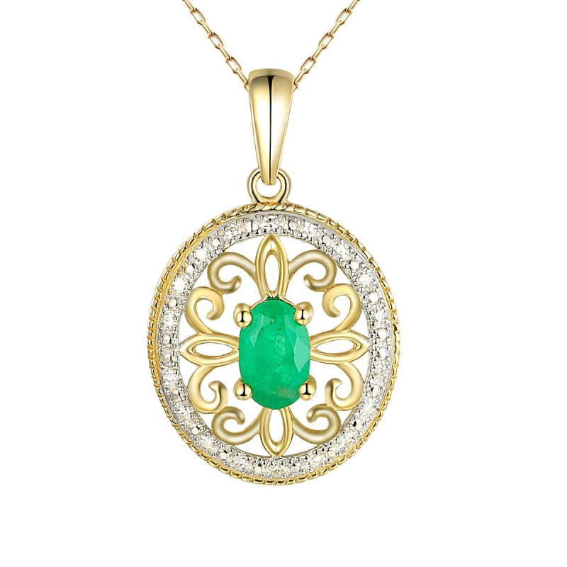 Zawieszka ze szmaragdem i diamentami (P86860 Y EM) - zdjęcie: 1