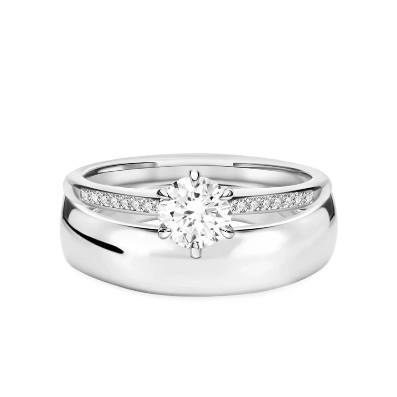 Obrączki ślubne, białe złoto, półokrągłe, 5mm: 7, 17 - zdjęcie: 2